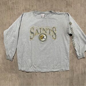 Vintage Y2K NFL Gray New Orleans Saints Long Sleeve T-Shirt XL Drew Brees